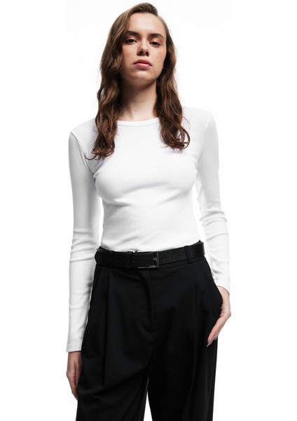 Pamuklu Slim Fit Kaşkorse Uzun Kollu Bisiklet Yaka Tişört fiyatları
