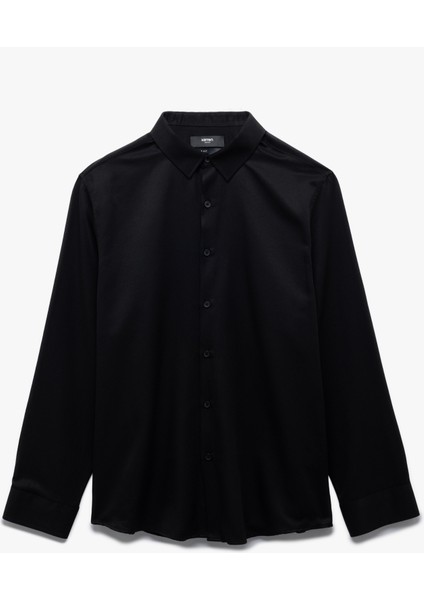 Regular Fit Uzun Kollu Yarım Italyan Yaka Gömlek