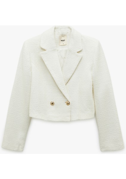 Kruvaze Uzun Kollu Tüvit Crop Blazer Ceket modelleri