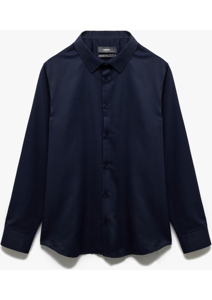 Regular Fit Uzun Kollu Yarım Italyan Yaka Gömlek