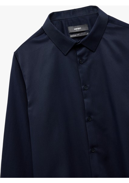 Regular Fit Uzun Kollu Yarım Italyan Yaka Gömlek modelleri