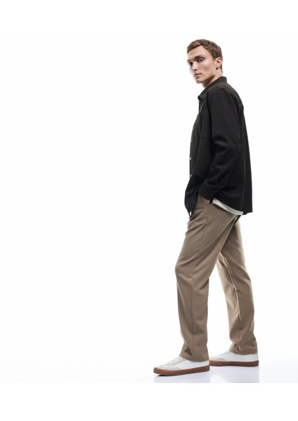 Pileli Oversize Cep Detaylı Kumaş Pantolon