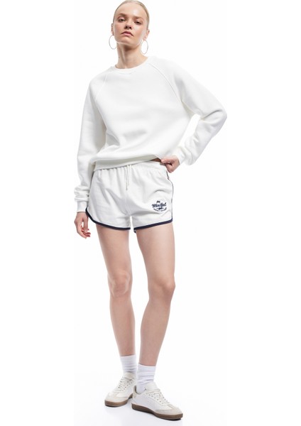 Şardonlu Uzun Kollu Bisiklet Yaka Basic Oversize Sweatshirt