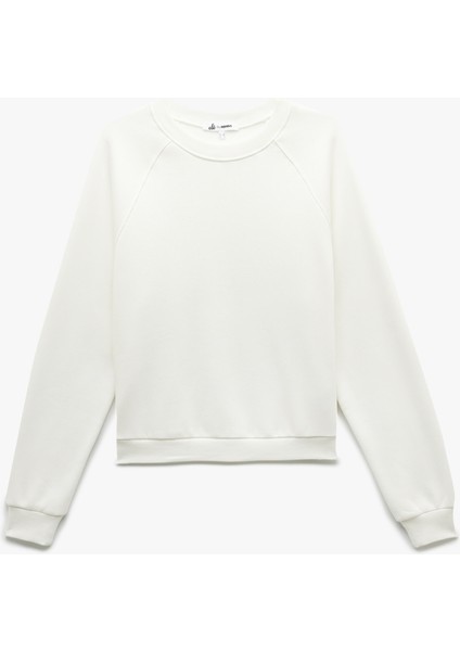 Şardonlu Uzun Kollu Bisiklet Yaka Basic Oversize Sweatshirt modelleri