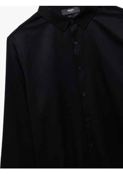 Regular Fit Uzun Kollu Yarım Italyan Yaka Gömlek fırsatları