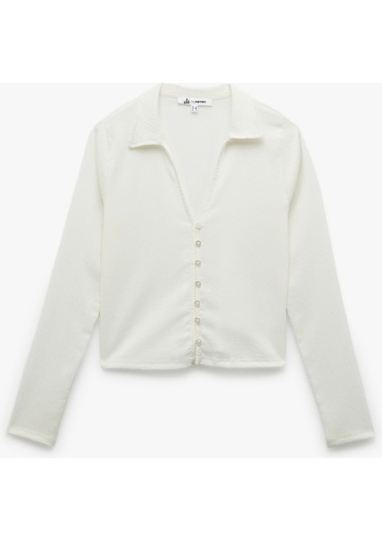 Gömlek Yaka Uzun Kollu Düğmeli Slim Fit Tişört modelleri