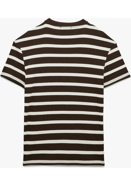 Kısa Kollu Bisiklet Yaka Slim Fit Çizgili Tişört fırsatları
