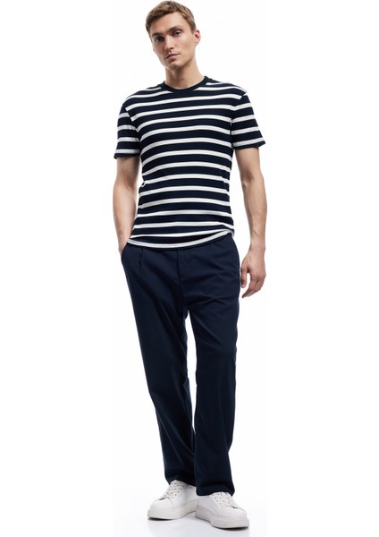 Kısa Kollu Bisiklet Yaka Slim Fit Çizgili Tişört fiyatları