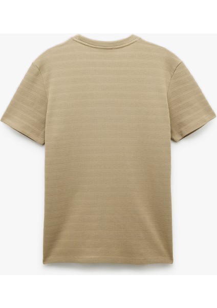 Bisiklet Yaka Dokulu Kısa Kollu Pamuklu Slim Fit Tişört fırsatları