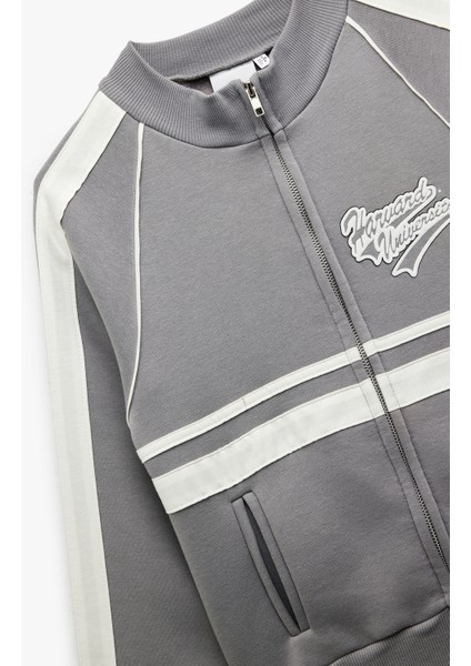 Harvard Lisanslı Fermuarlı Şardonlu Baskılı Sweatshirt modelleri