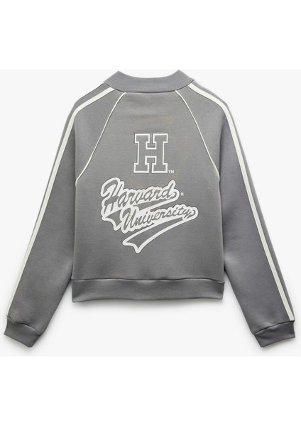 Harvard Lisanslı Fermuarlı Şardonlu Baskılı Sweatshirt fırsatları