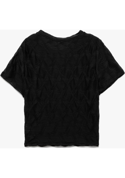 Bürümcük Kumaş Dokulu Slim Fit Kısa Kollu Bisiklet Yaka Tişört fiyatları