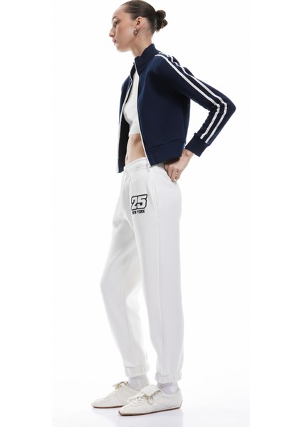 Üç Iplik Şardonlu Cepli Bağcıklı Baskılı Rahat Kalıp Jogger Eşofman Altı