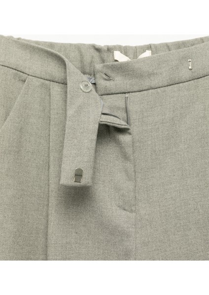 Cepli Pile Detaylı Yüksek Bel Geniş Paça Baggy Kumaş Pantolon fırsatları