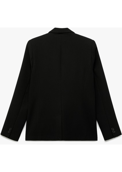 Krep Kumaş Astarlı Düğmeli Uzun Kollu Kruvaze Blazer Ceket fırsatları