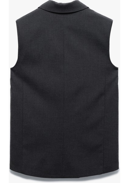 Astarlı Cepli Kruvaze Düğmeli Kolsuz Uzun Blazer Yelek indirimleri