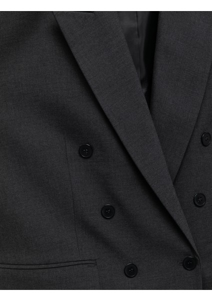 Astarlı Cepli Kruvaze Düğmeli Kolsuz Uzun Blazer Yelek