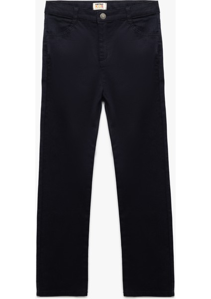 Cepli Düğme Detaylı Düz Paça Pamuklu Pantolon