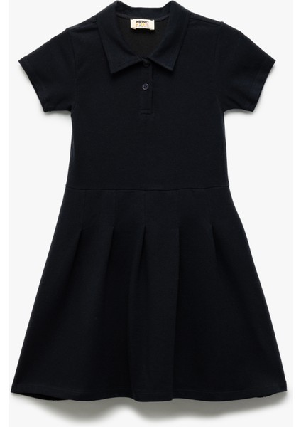 Kısa Kollu Düğme Kapamalı Pamuklu Gömlek Elbise