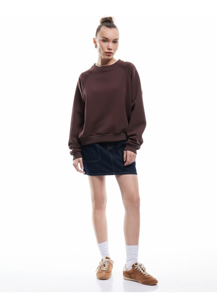 Üç Iplik Şardonlu Dikiş Detaylı Bisiklet Yaka Oversize Sweatshirt fiyatları