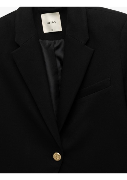 Kruvaze Uzun Kollu Crop Blazer Ceket