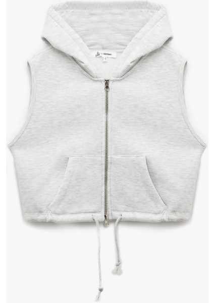 Kapüşonlu Kolsuz Kanguru Cepli Şardonlu Fermuarlı Sweatshirt modelleri