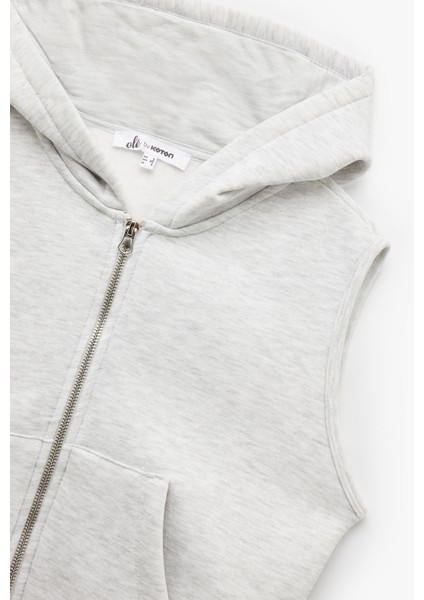 Kapüşonlu Kolsuz Kanguru Cepli Şardonlu Fermuarlı Sweatshirt indirimleri