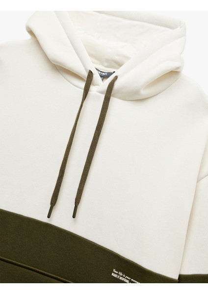 Kapşonlu Renk Bloklu Pamuklu Şardonlu Oversize Kanguru Cepli Sweatshirt modelleri