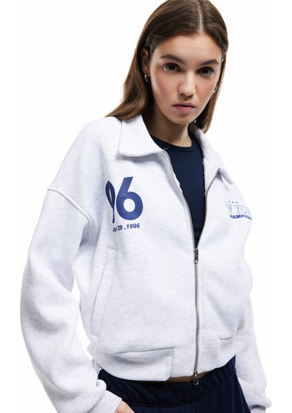 Şardonlu Uzun Kollu Cepli Arkası Baskılı Fermuarlı Sweatshirt fiyatları