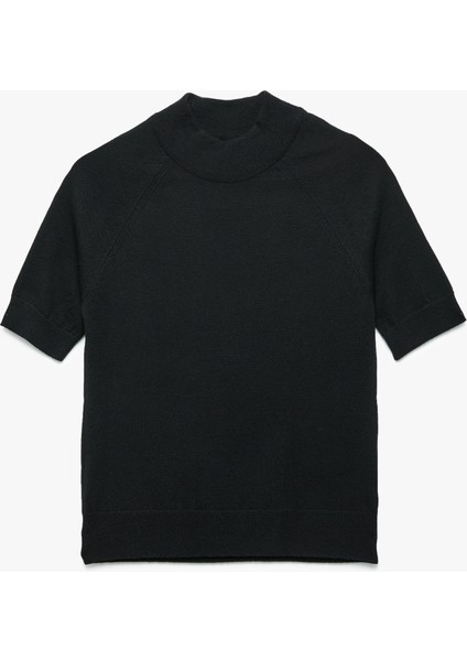 Rayon Kumaş Kısa Kollu Dik Yaka Triko Kazak