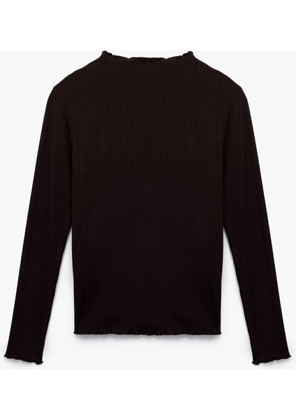 Kaşkorse Viskon Slim Fit Uzun Kollu Hafif Dik Yaka Tişört modelleri