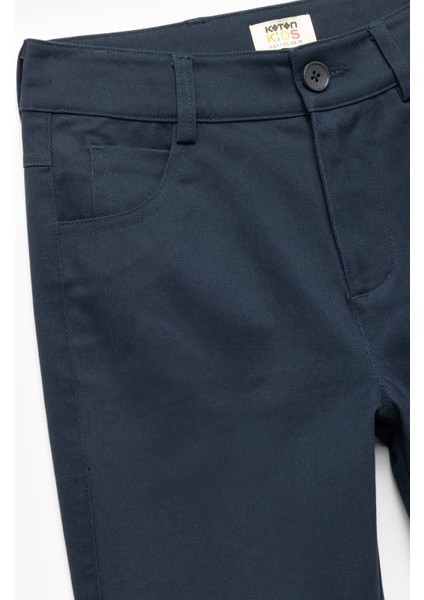 Pamuklu Düğmeli Cep Detaylı Basic Pantolon
