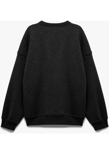 Şardonlu Uzun Kollu Bisiklet Yaka Oversize Sweatshirt fiyatları