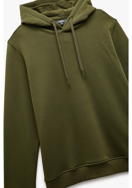 Şardonlu Uzun Kollu Basic Kapşonlu Sweatshirt indirimleri