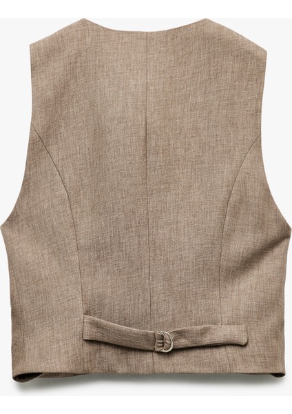 Regular Fit Kolsuz V Yaka Blazer Yelek