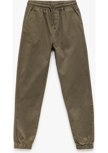 Beli Bağcıklı Cep Detaylı Pamuklu Gabardin Jogger Pantolon