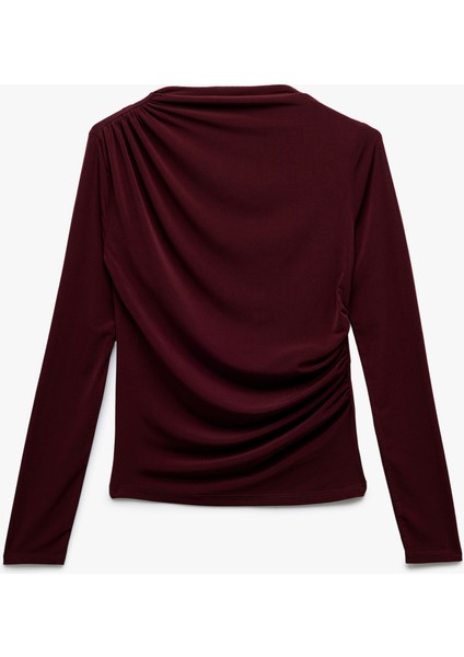 Drape Detaylı Dar Kesim Uzun Kollu Tişört fırsatları