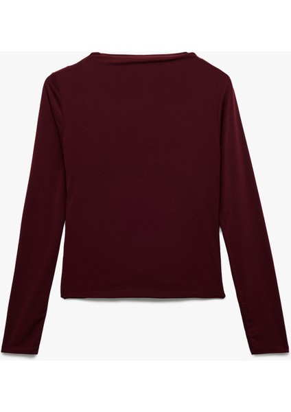 Drape Detaylı Dar Kesim Uzun Kollu Tişört indirimleri