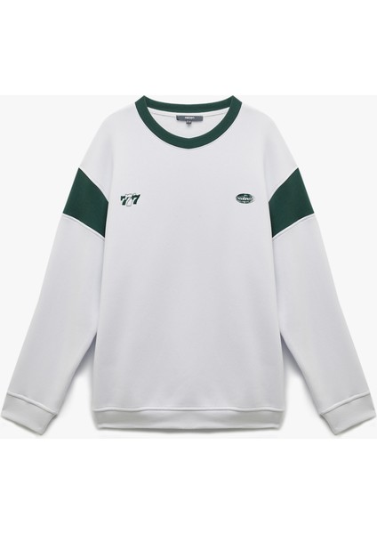 Şardonlu Uzun Kollu Bisiklet Yaka Arkası Baskılı Sweatshirt modelleri