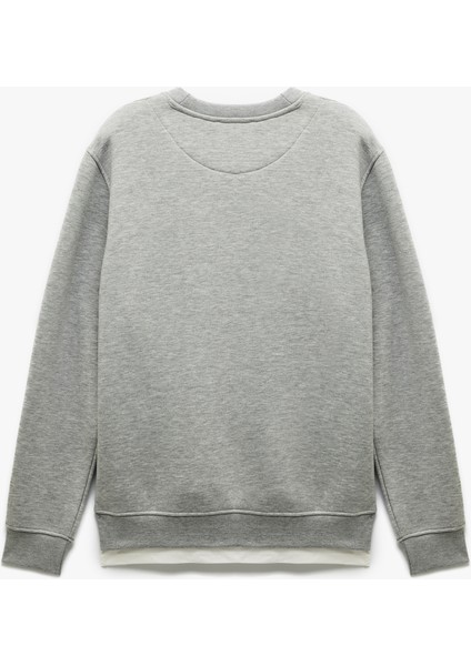 Uzun Kollu Şardonlu Kumaş Detaylı Bisiklet Yaka Sweatshirt fırsatları