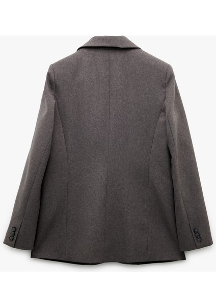 Kruvaze Yaka Düğmeli Cepli Uzun Kollu Blazer Ceket fiyatları