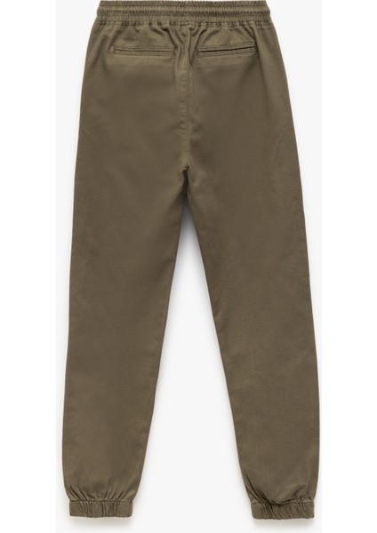 Beli Bağcıklı Cep Detaylı Pamuklu Gabardin Jogger Pantolon