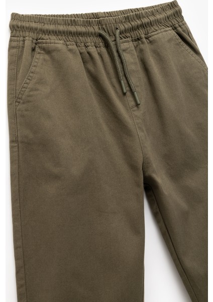 Beli Bağcıklı Cep Detaylı Pamuklu Gabardin Jogger Pantolon