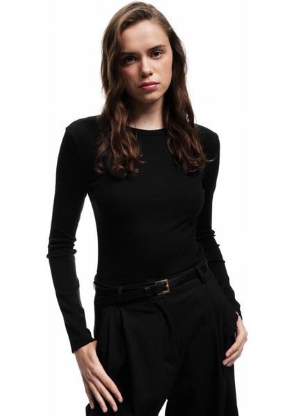 Pamuklu Slim Fit Kaşkorse Uzun Kollu Bisiklet Yaka Tişört fiyatları