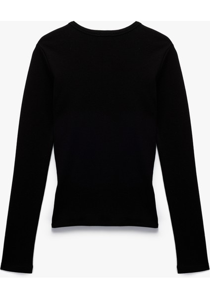 Pamuklu Slim Fit Kaşkorse Uzun Kollu Bisiklet Yaka Tişört fırsatları