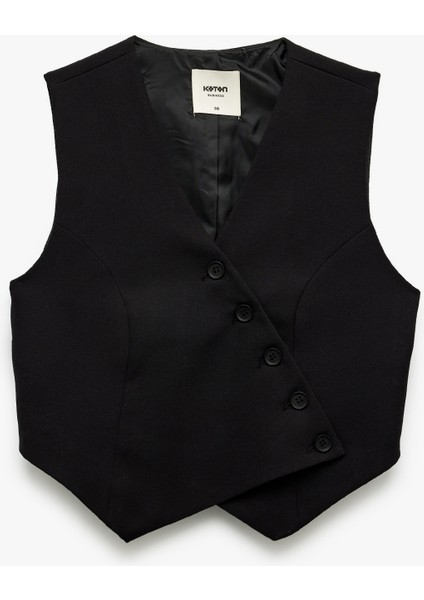 Astarlı Asimetrik Kolsuz V Yaka Düğmeli Blazer Yelek modelleri
