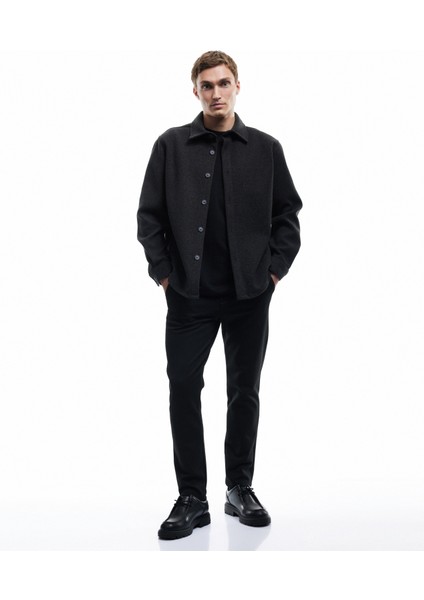 Cep Detaylı Düğmeli Slim Fit Kumaş Pantolon