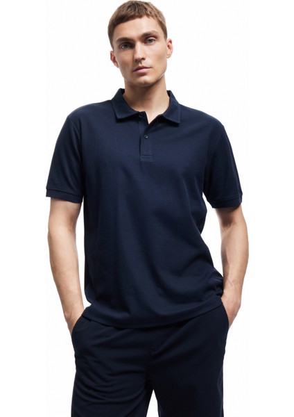 Regular Fit Kısa Kollu Pamuklu Polo Yaka Tişört