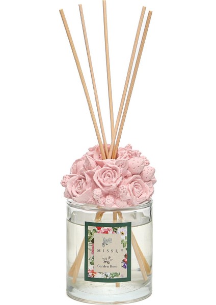 100 ml Pembe Seramik Taş Bambu Çubuklu Garden Rose Oda Kokusu