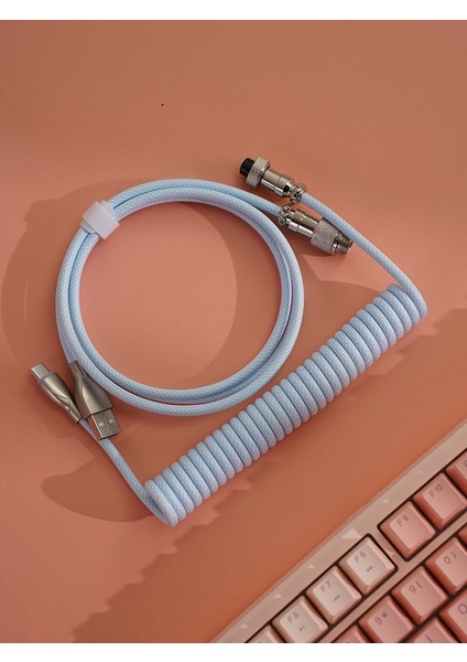 Mekanik Klavyeler Ile Uyumlu Coiled Cable- Örgülü Sarmal Type-C Klavye Kablosu